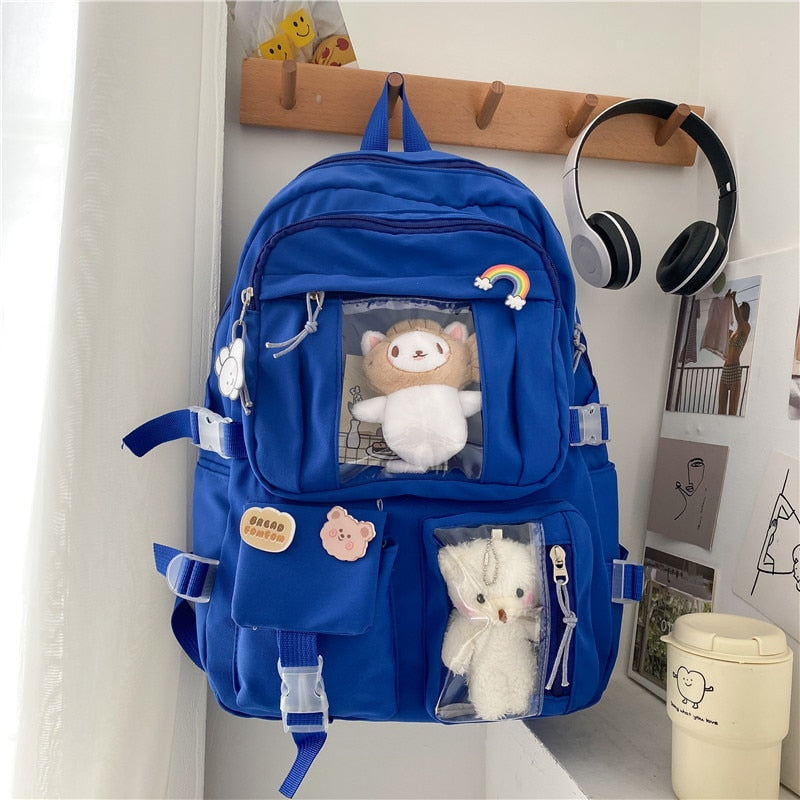 Cute Aesthetic Multi-Pocket Backpack