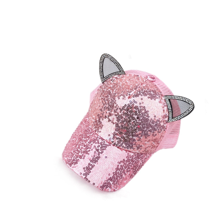 Sequin Ears Baseball Cap