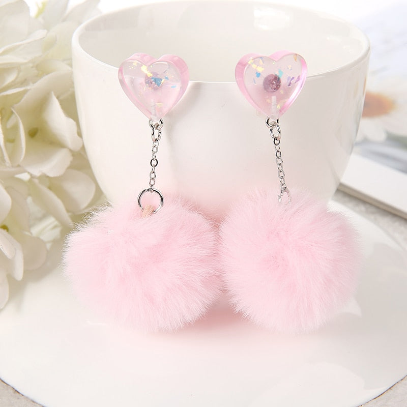 Cute Fur Heart Earrings