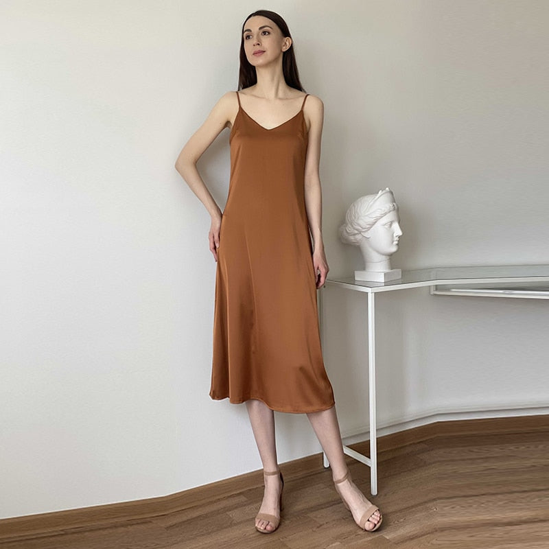 Elegant Fashion Solid Streetwear Midi Length Dress