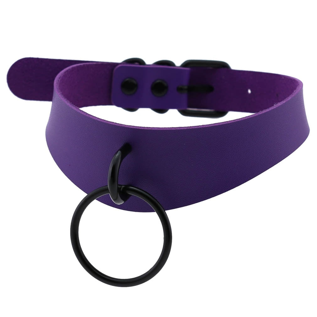 Purple Gothic Leather Chokers