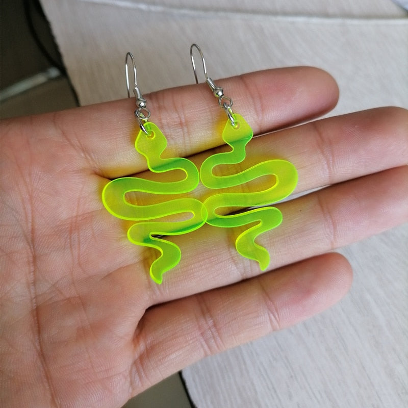 Neon Snake Earrings