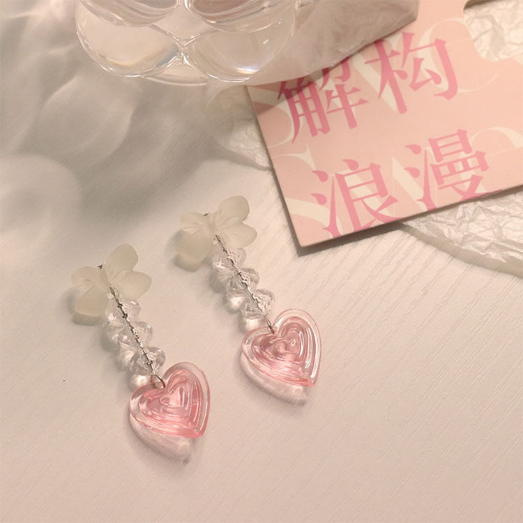 Y2K Aesthetic Peach Heart Earrings