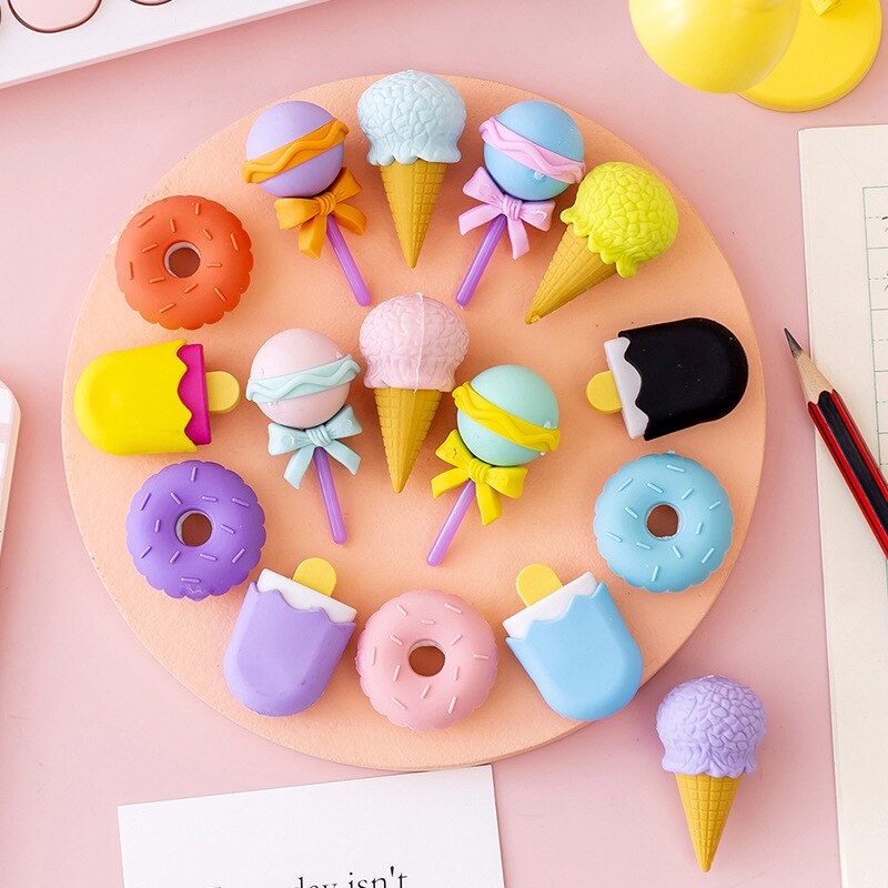 Kawaii Lollipop Erasers Set