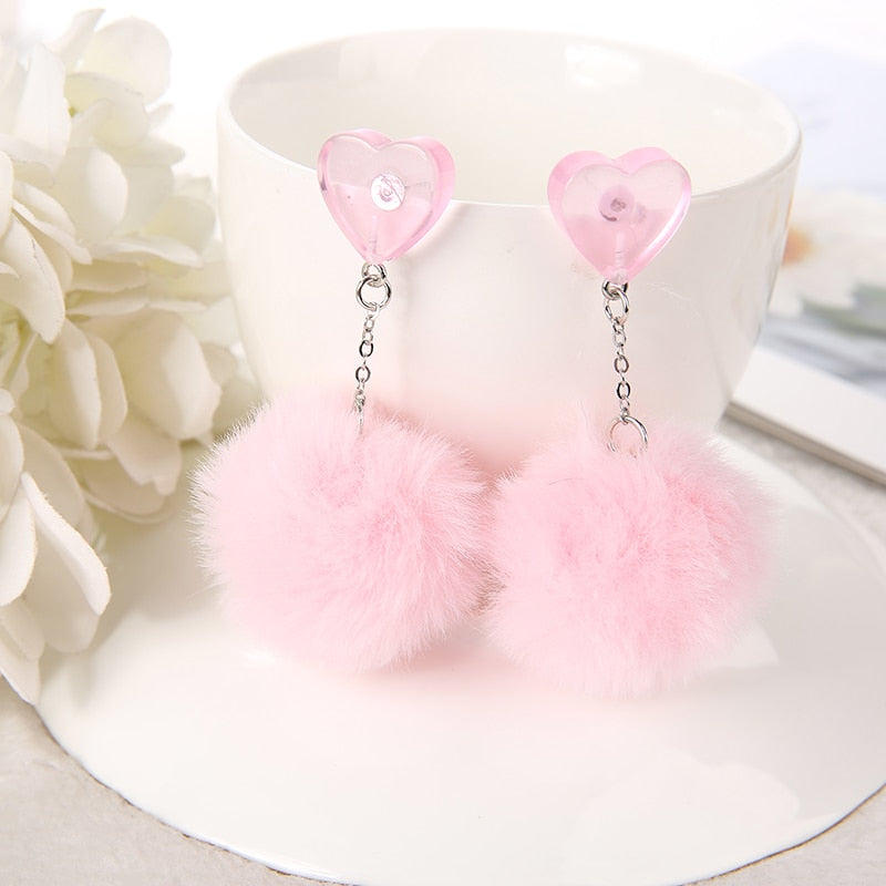 Cute Fur Heart Earrings