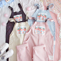 Cute Strawberry Overalls