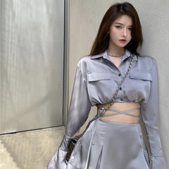 Korean Aesthetic Shirt & Skirt Set