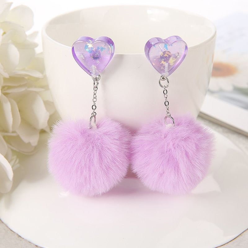 Cute Fur Heart Earrings