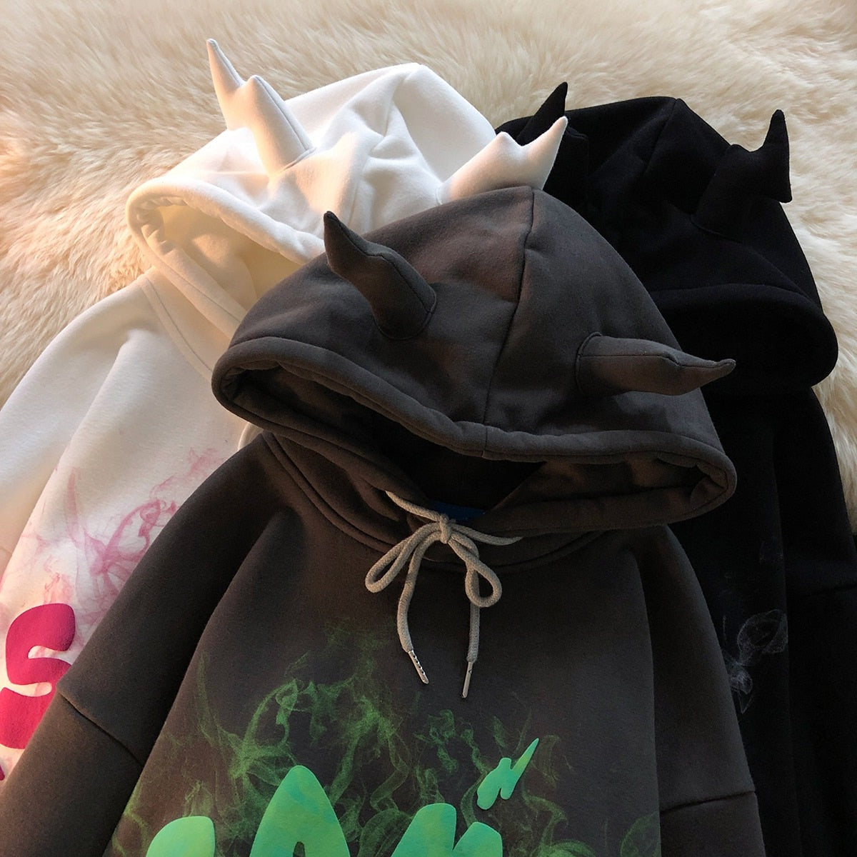 Preppy Style Horns Oversize Hoodie