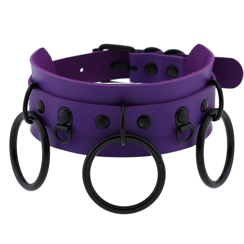 Purple Gothic Leather Chokers