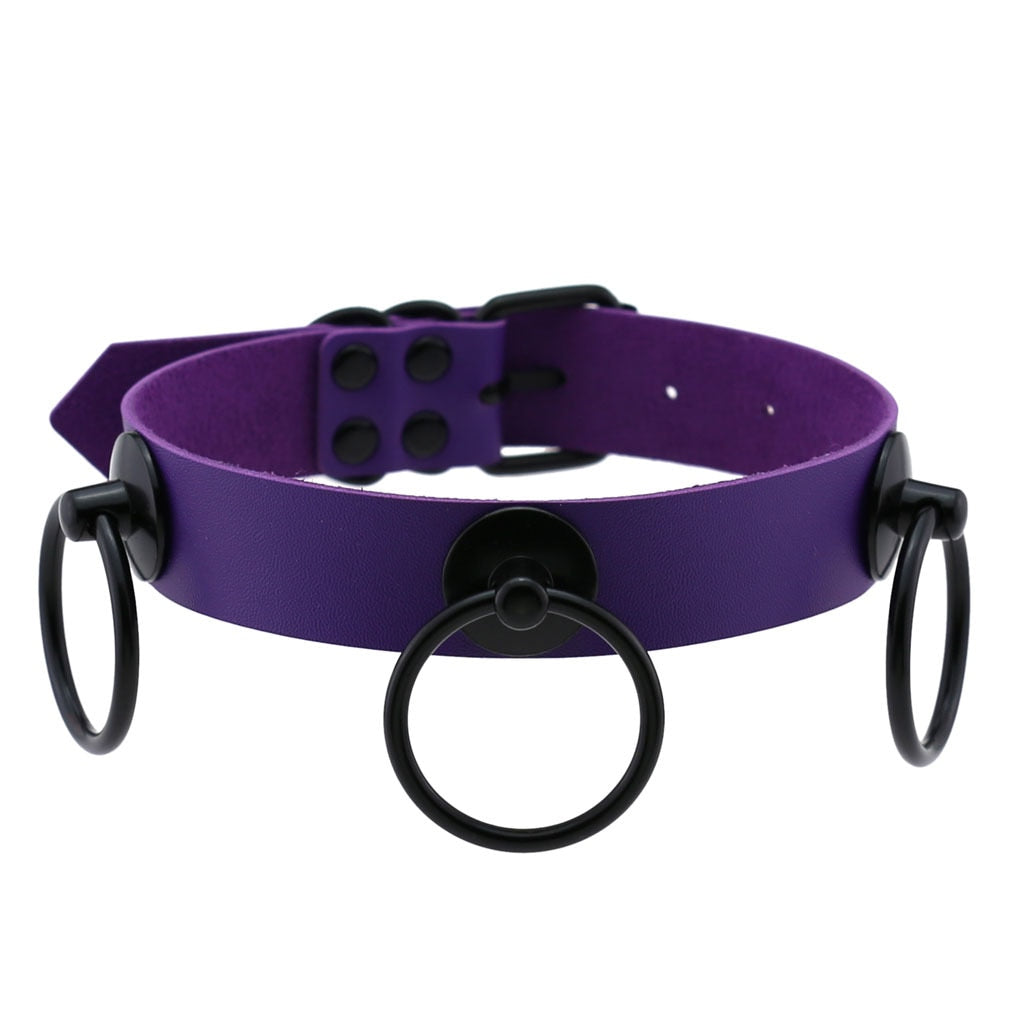 Purple Gothic Leather Chokers