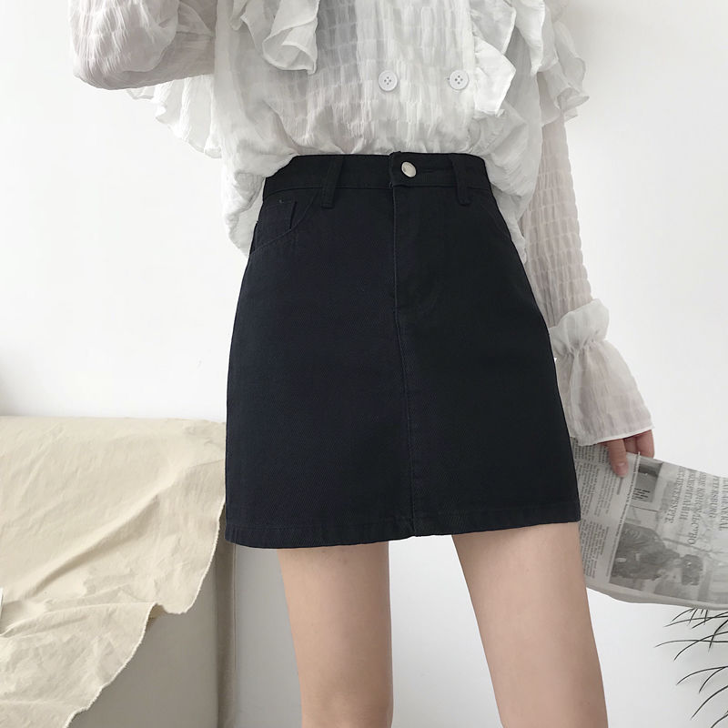 Solid Denim Mini Skirt