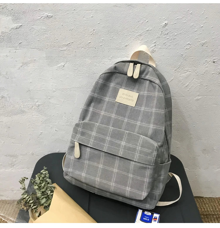 Korean Checkered School Bag