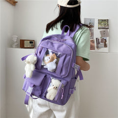 Cute Aesthetic Multi-Pocket Backpack