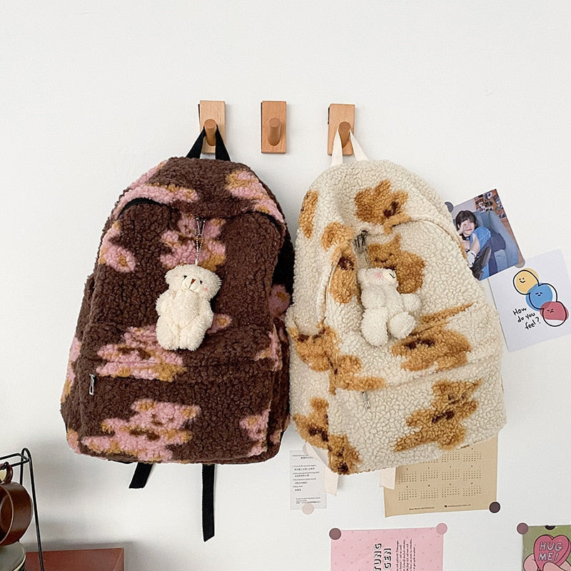 Cute Fluffy School Backpack