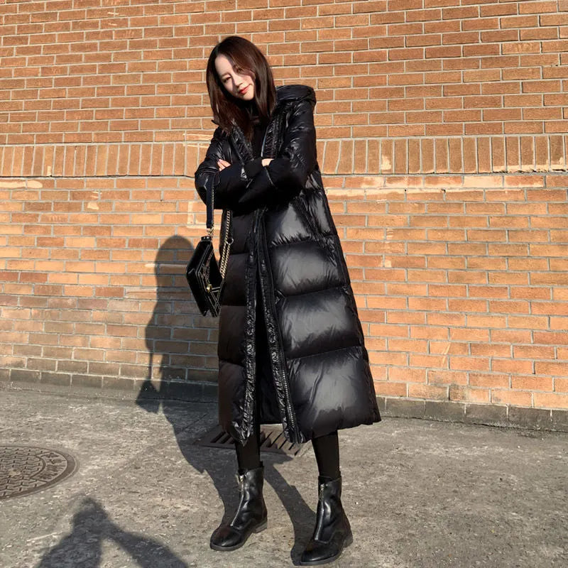 Windproof Glossy Parka Coat