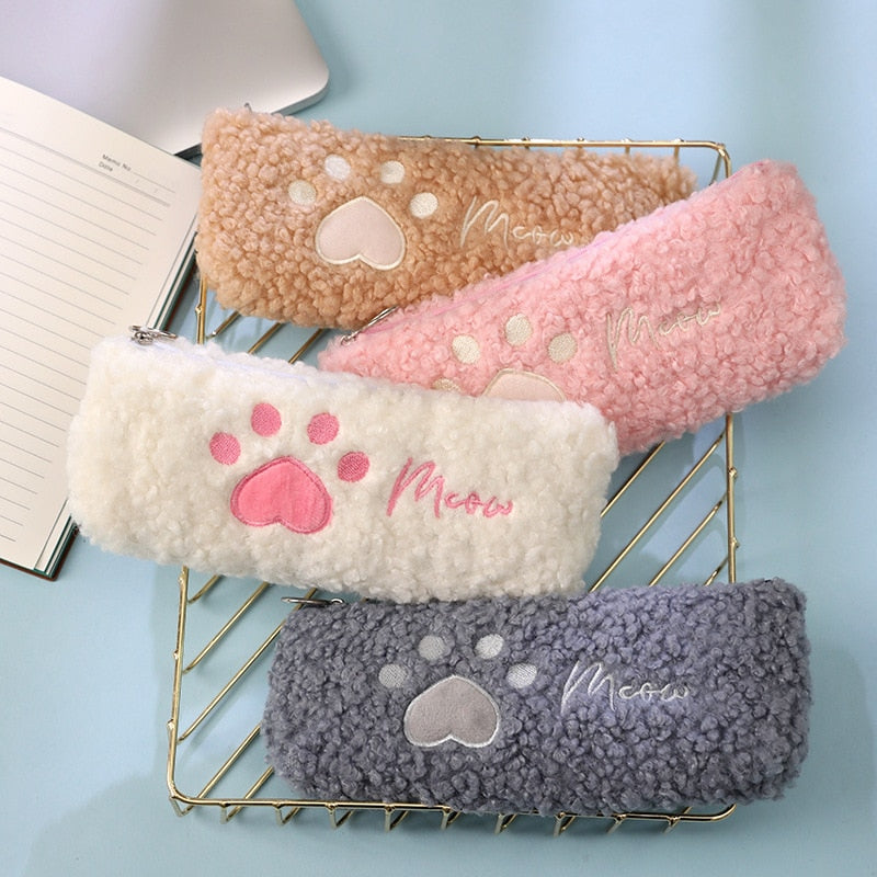 Fluffy Cat Paw Pencil Case