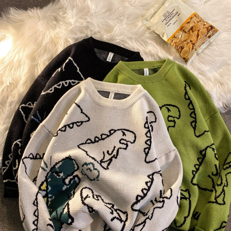 Harajuku Knitted Dinosaur Sweater