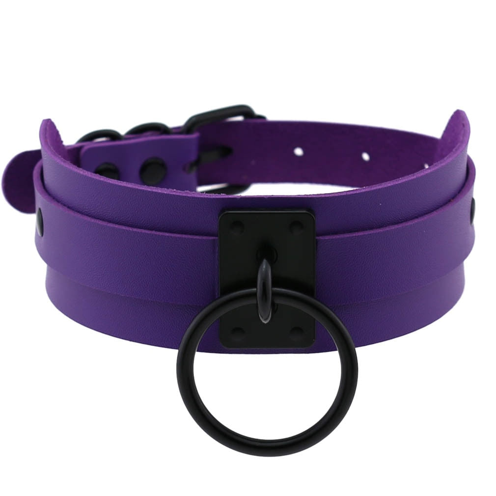 Purple Gothic Leather Chokers