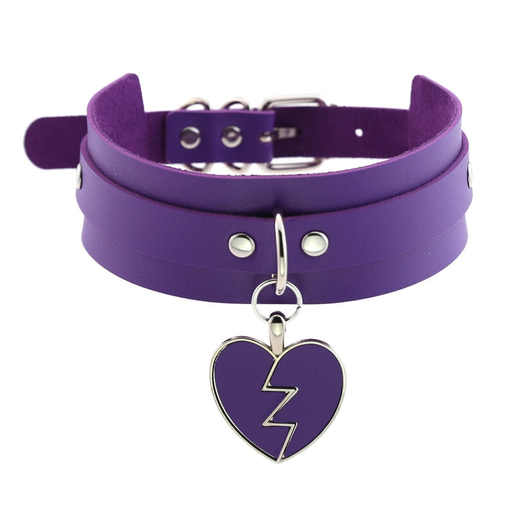 Purple Gothic Leather Chokers