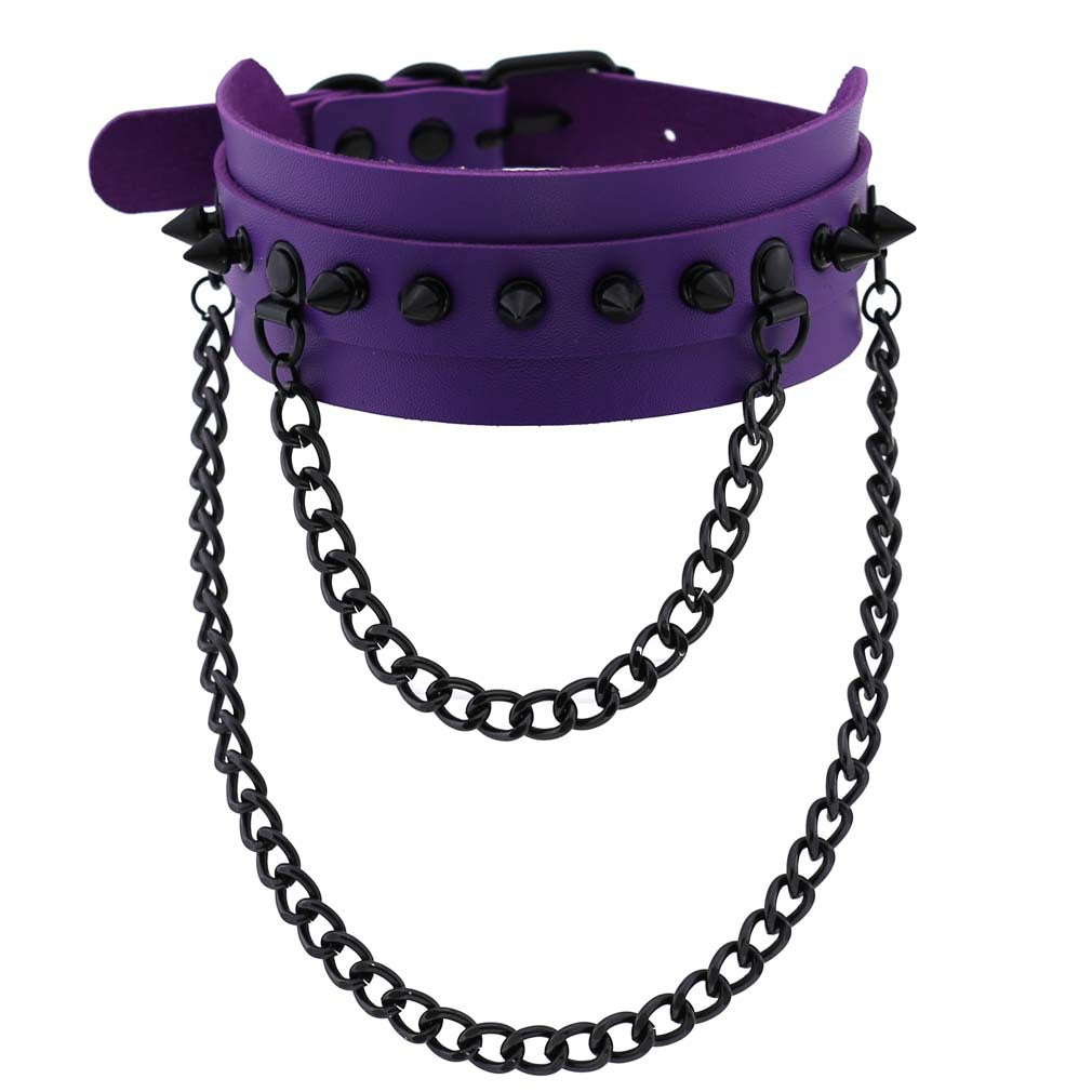 Purple Gothic Leather Chokers