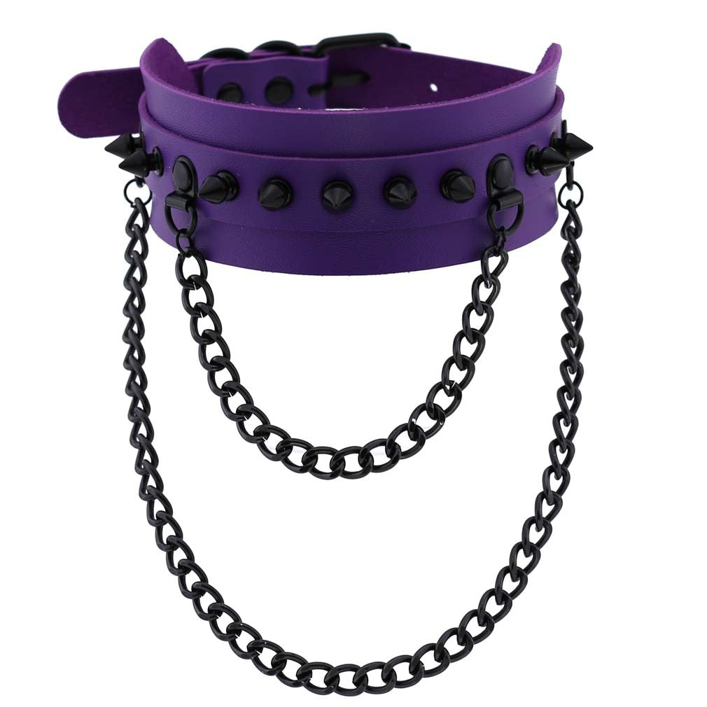 Purple Gothic Leather Chokers