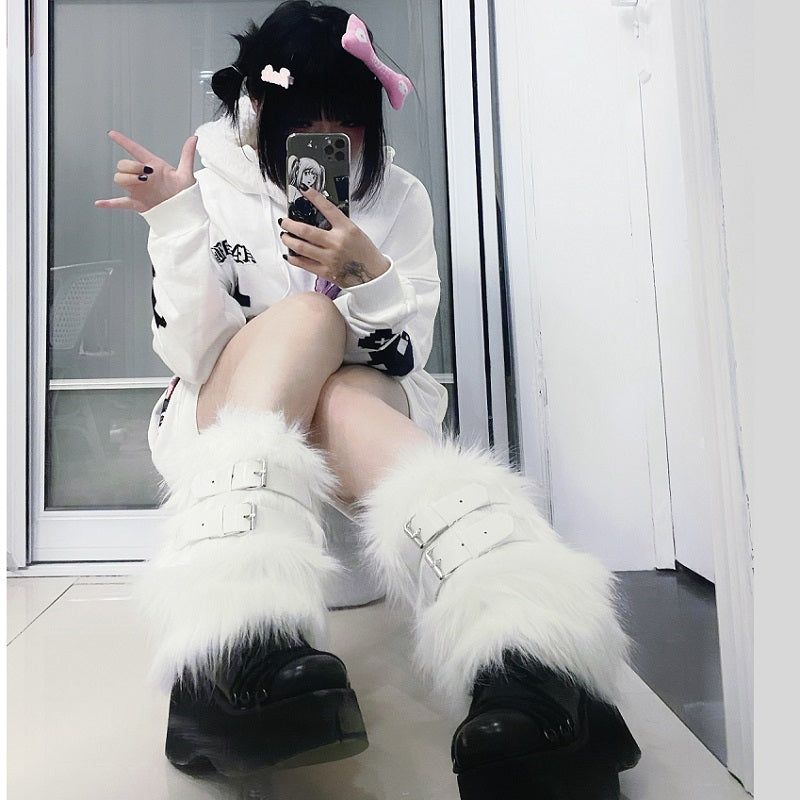 Harajuku Y2K Furry Leg Warmers