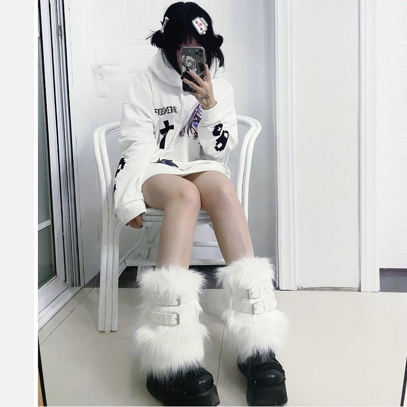 Harajuku Y2K Furry Leg Warmers