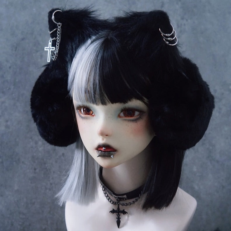 Gothic Cross Chain Cat Ear Earmuffs