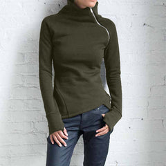Turtleneck Long Sleeve Women's Zipper Jacket
