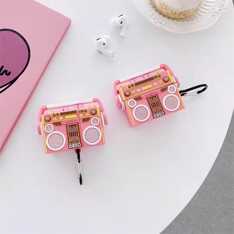 Pink Retro Radio Case For Airpods