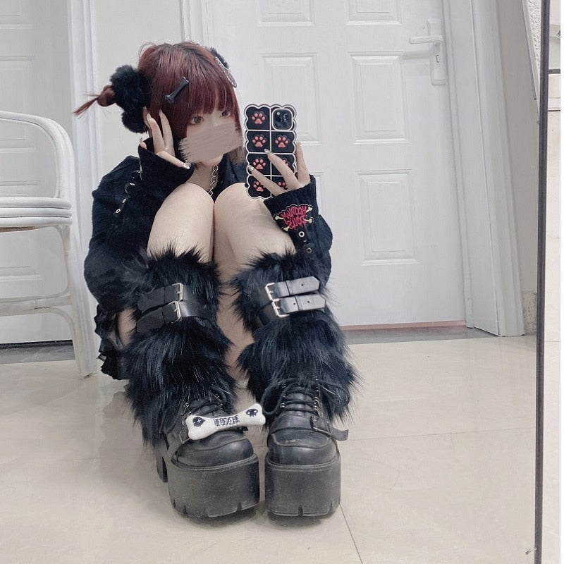 Harajuku Y2K Furry Leg Warmers