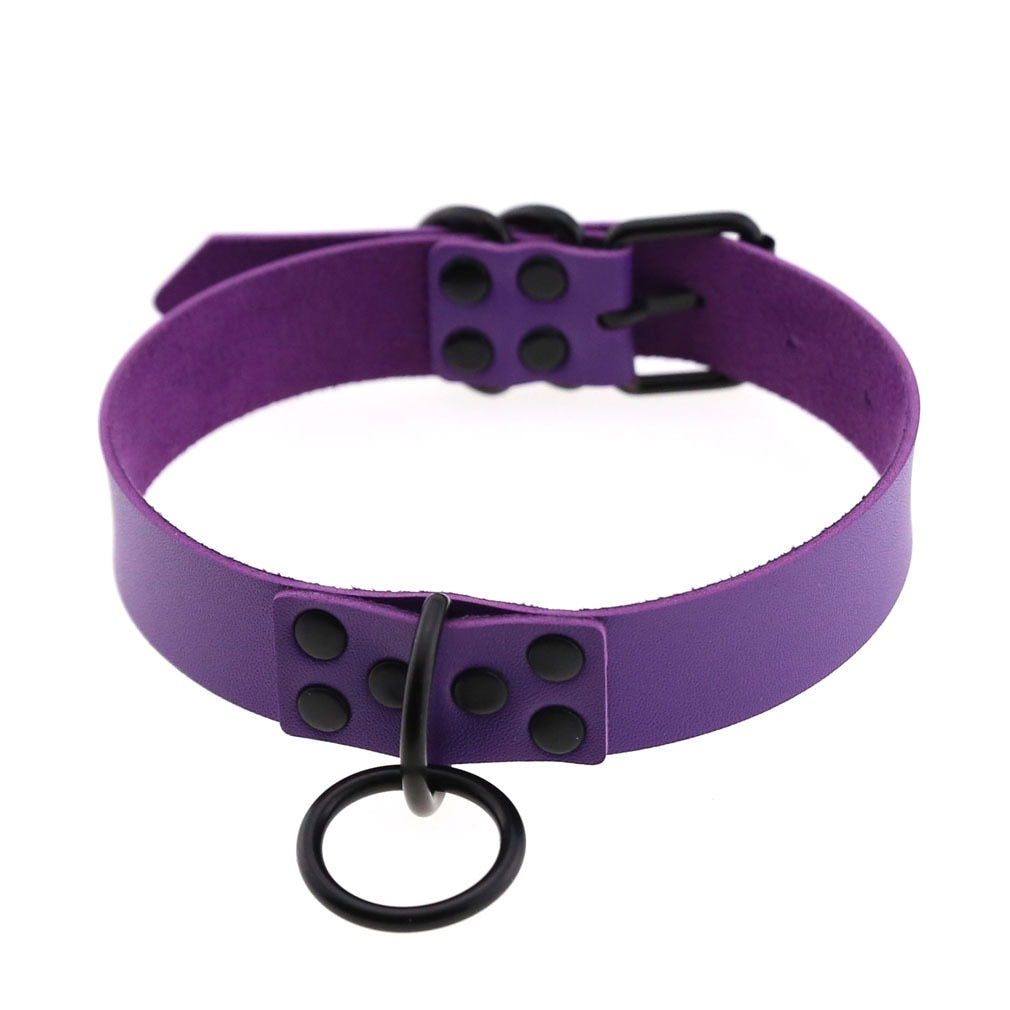 Purple Gothic Leather Chokers