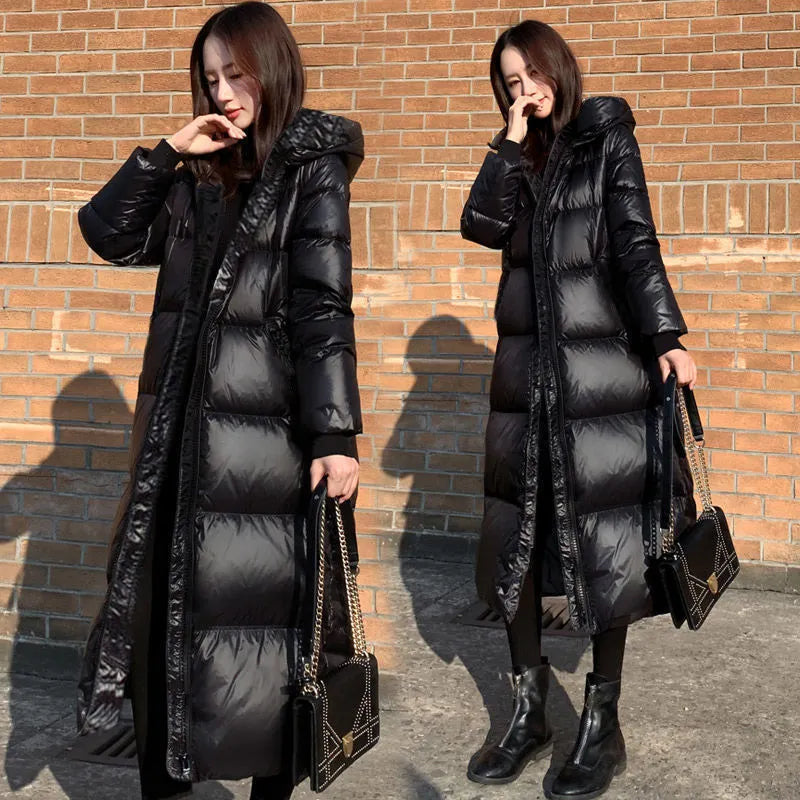 Windproof Glossy Parka Coat