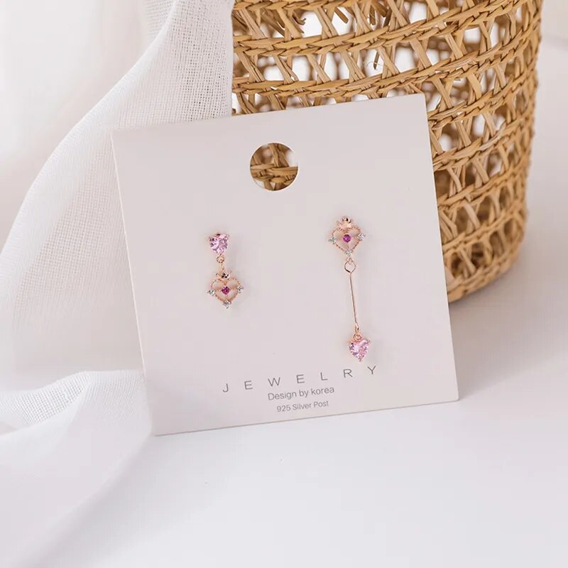 Korean Asymmetric Zircon Earrings