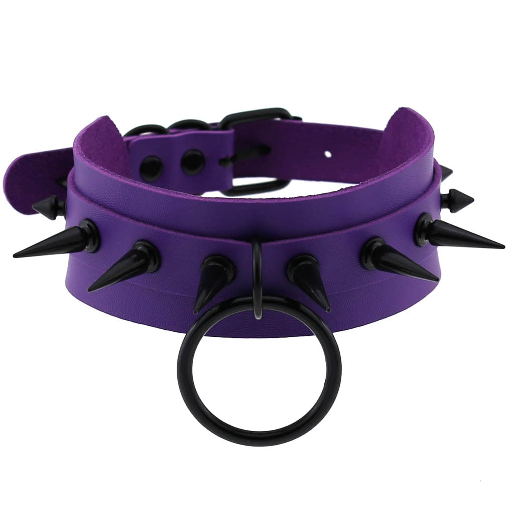 Purple Gothic Leather Chokers