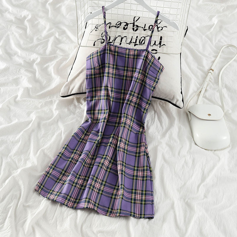 Korean Summer Plaid Dress Set