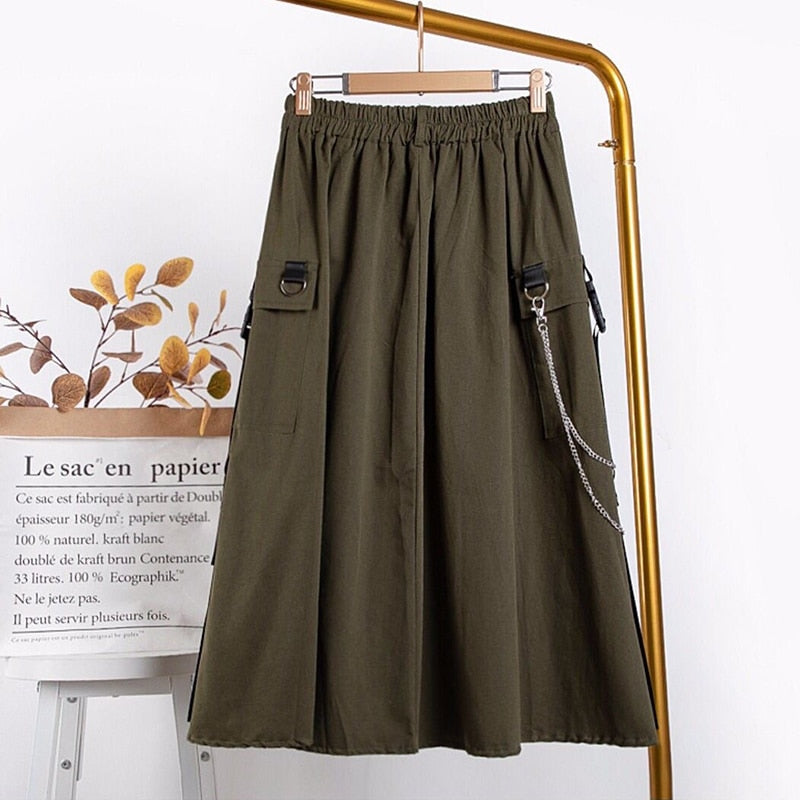 Gothic High Waist Cargo Skirt