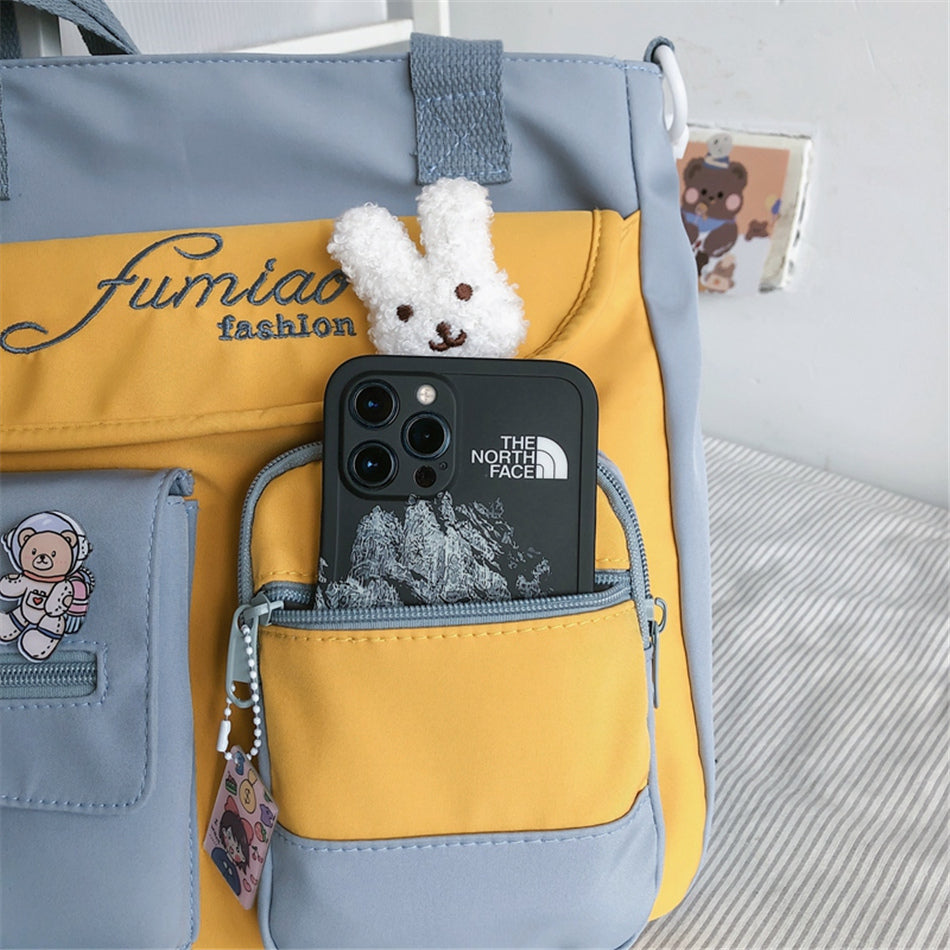 Nylon Patchwork Tote Bag