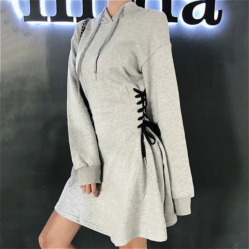 Long Sleeve Hooded Mini Dress