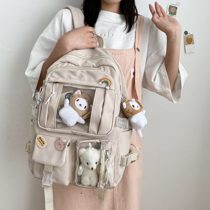 Cute Aesthetic Multi-Pocket Backpack