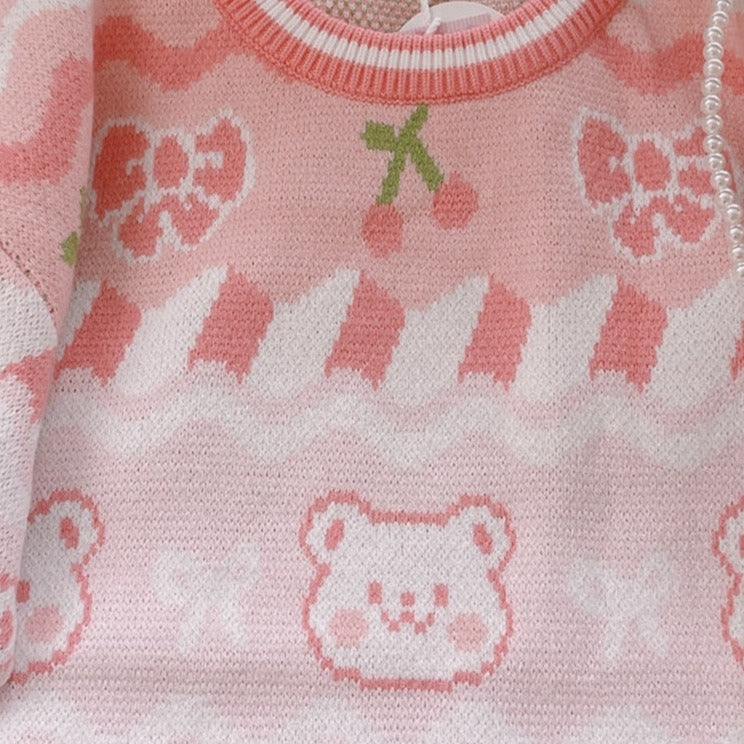 Kawaii Japanese Strawberry Bear Sweater