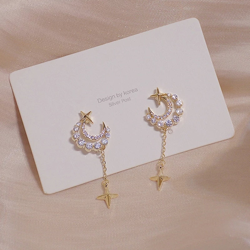 Golden Star & Moon Earrings