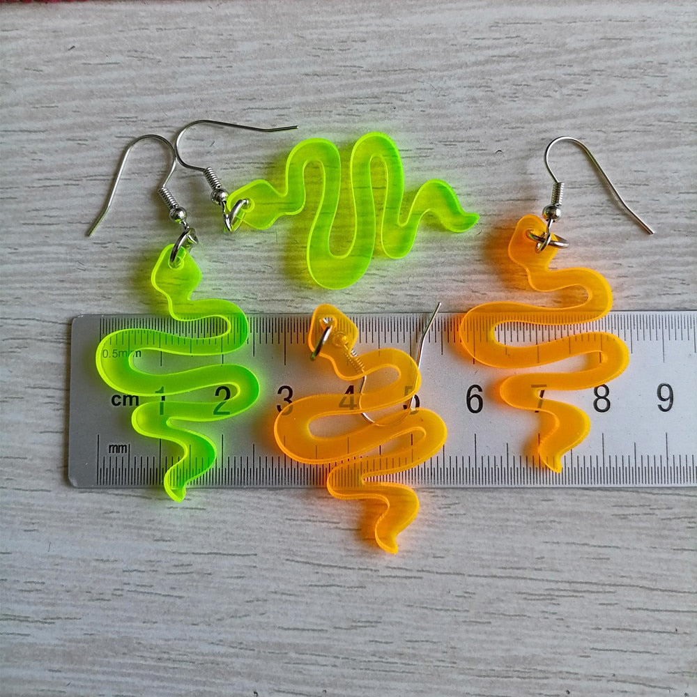 Neon Snake Earrings