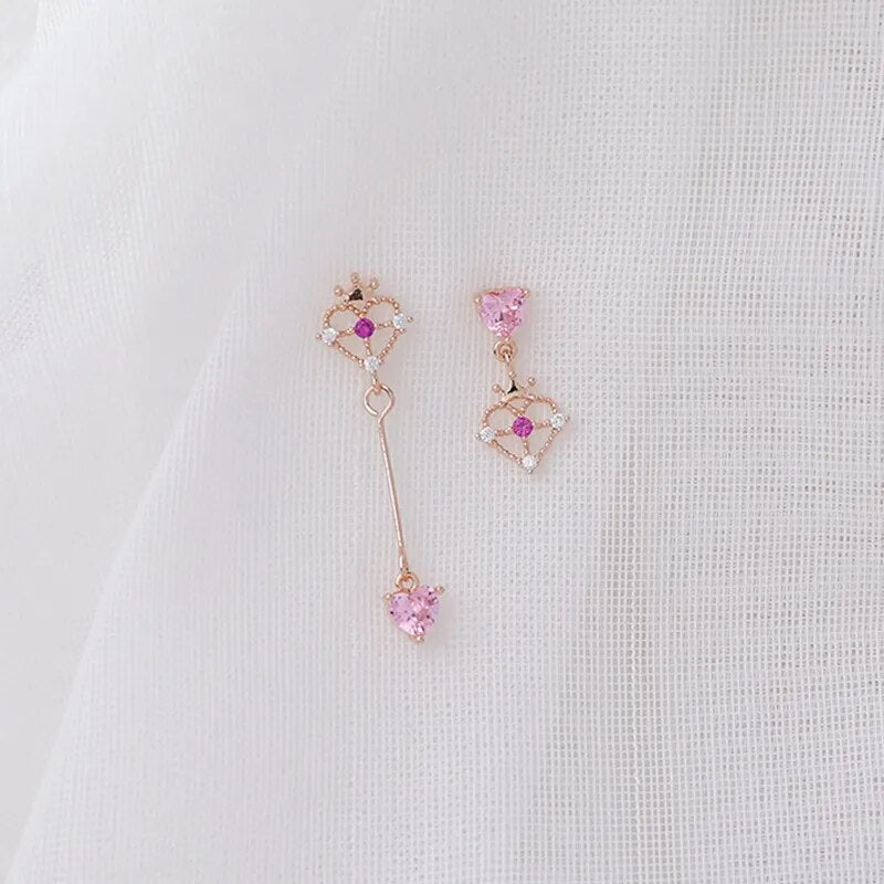 Korean Asymmetric Zircon Earrings