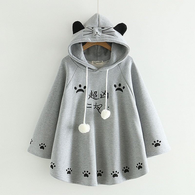 Kawaii Cat Ears Poncho Coat