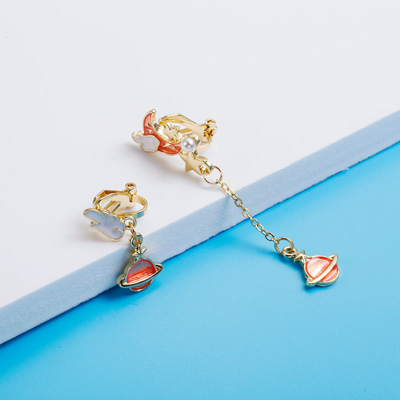 Moon & Star Asymmetric Earrings