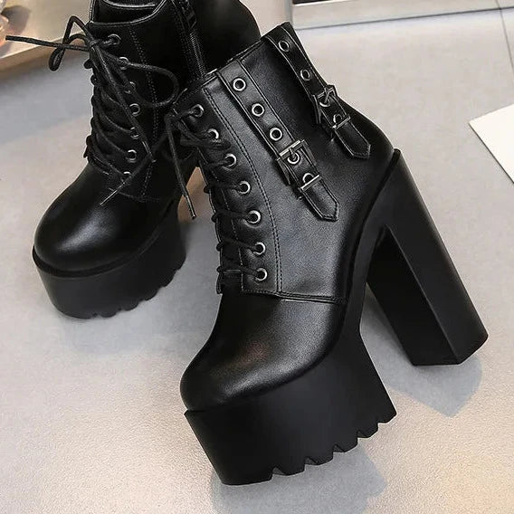 Square Heels Punk Boots