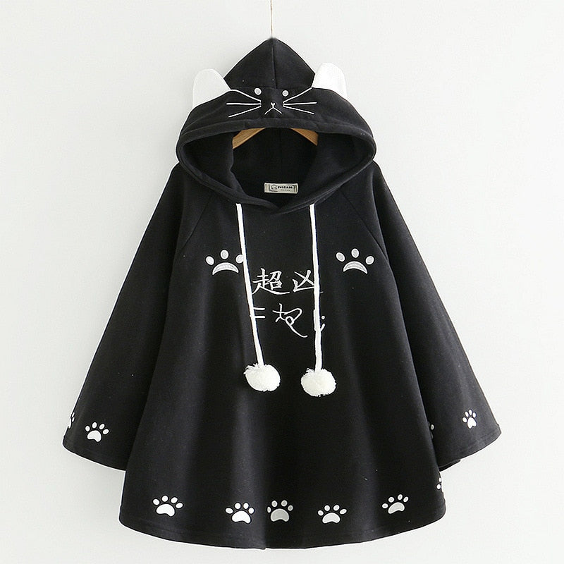 Kawaii Cat Ears Poncho Coat