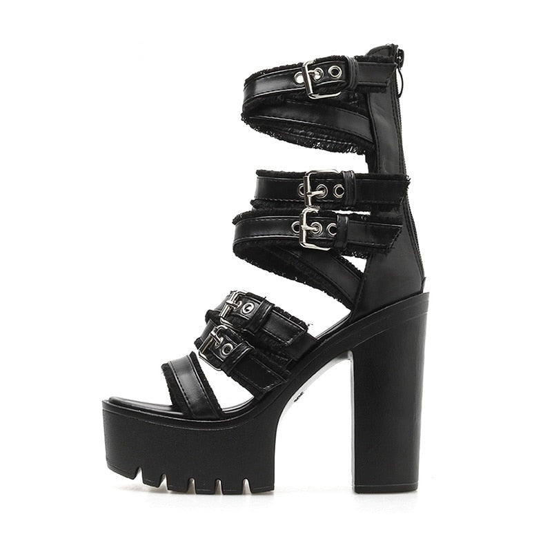 Black High Platform Sandals